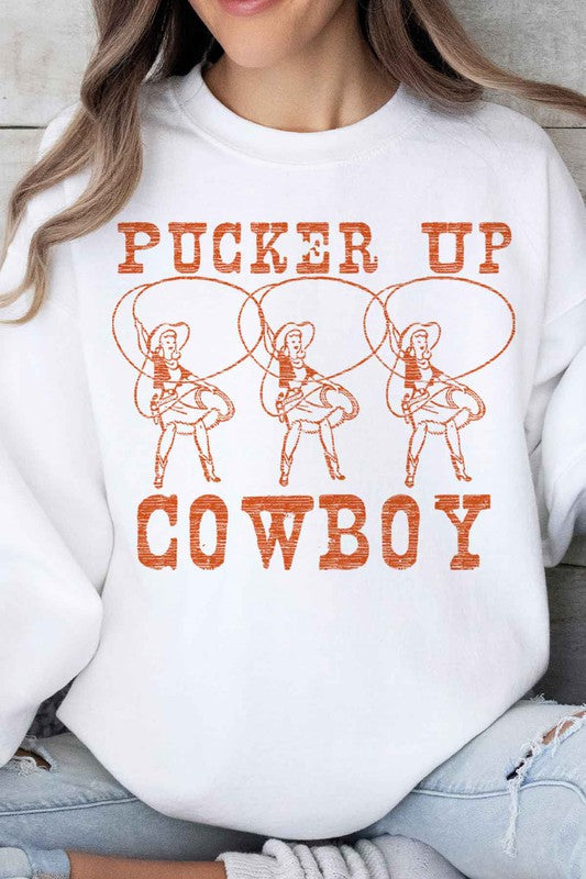 PUCKER UP COWBOY WESTERN OVERSIZED SWEATSHIRT
