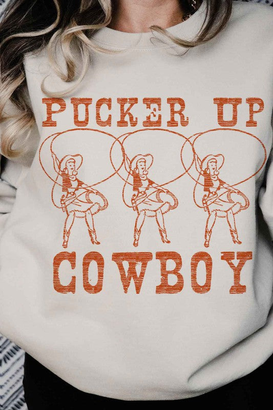 PUCKER UP COWBOY WESTERN OVERSIZED SWEATSHIRT