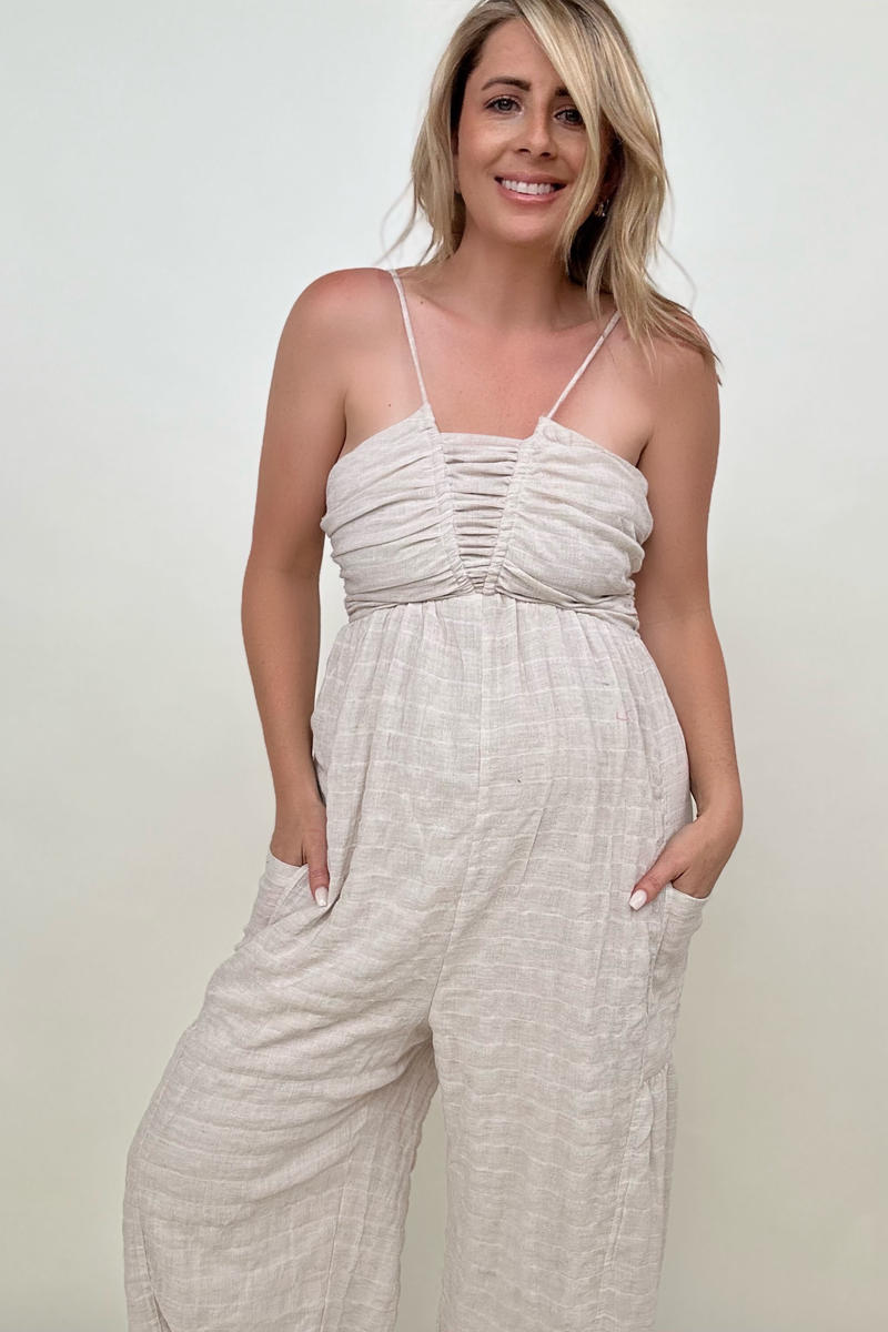 Palm Beach Tie Back Woven Jumpsuit