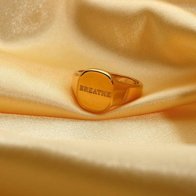 Letters 18K Gold-Plated Signet Ring