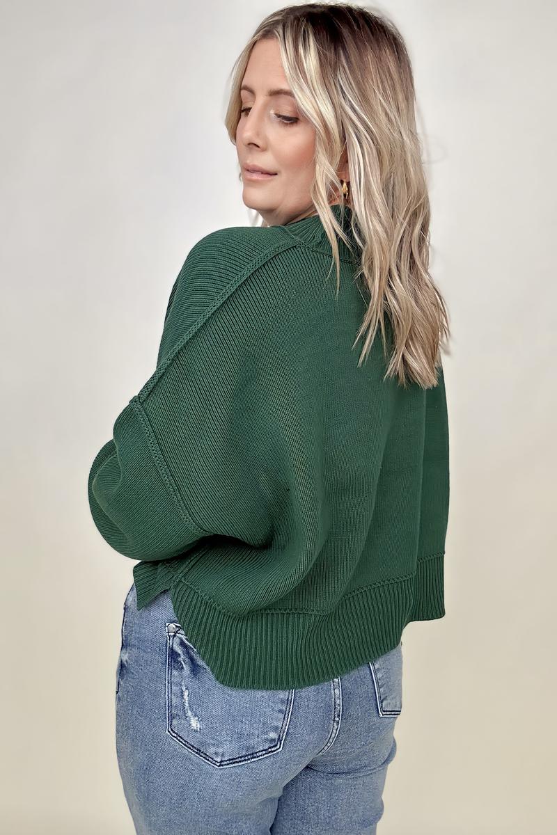 Zenana Oversized Cropped Sweater With Size Slits