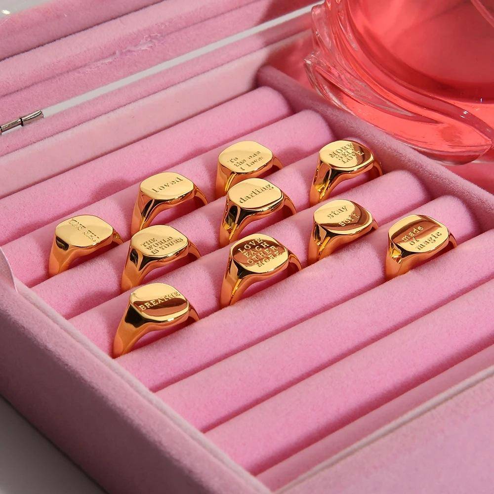 Letters 18K Gold-Plated Signet Ring