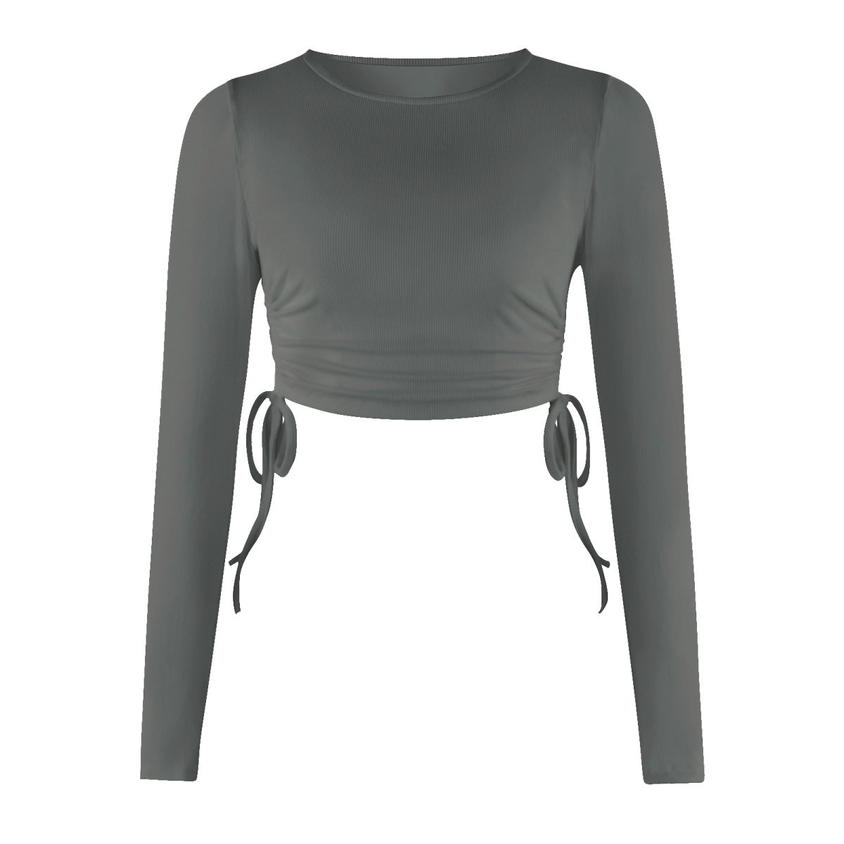 Side Drawstring Round Neck Crop Top