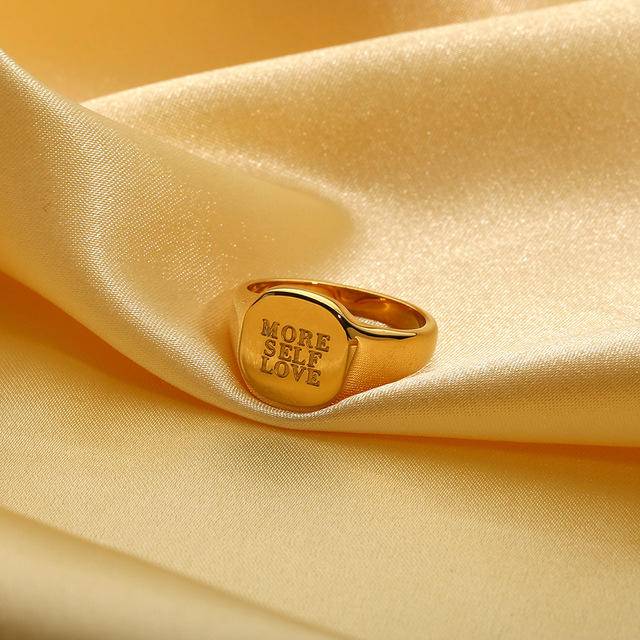Letters 18K Gold-Plated Signet Ring