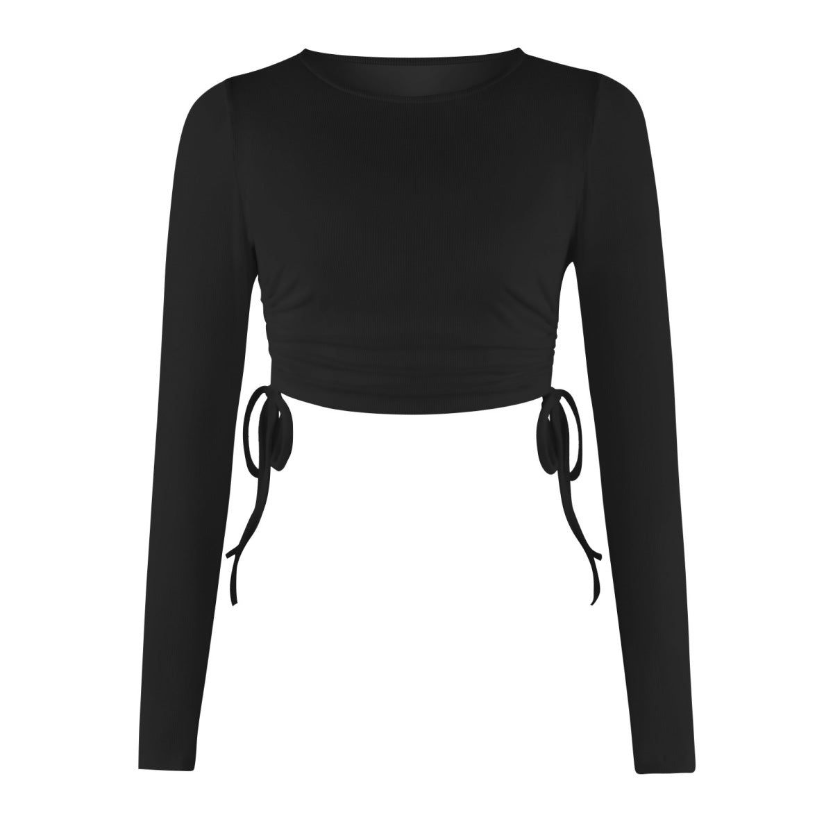 Side Drawstring Round Neck Crop Top