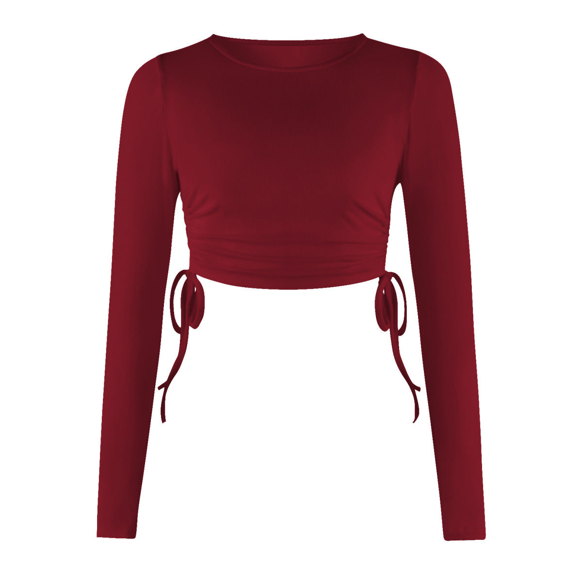 Side Drawstring Round Neck Crop Top