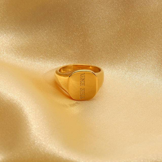 Letters 18K Gold-Plated Signet Ring