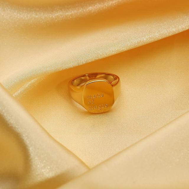 Letters 18K Gold-Plated Signet Ring