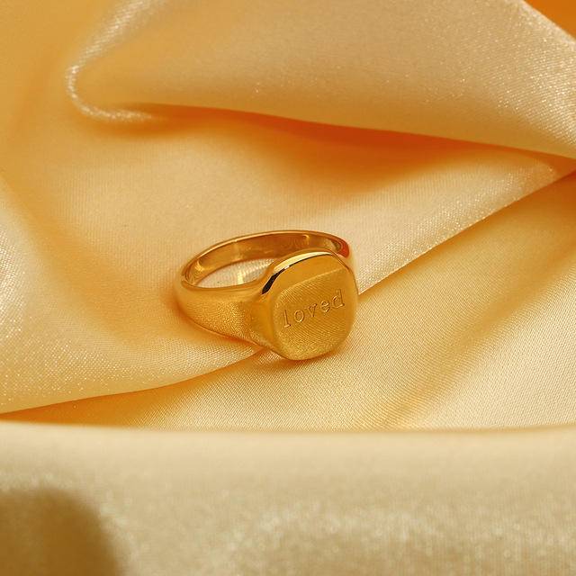 Letters 18K Gold-Plated Signet Ring