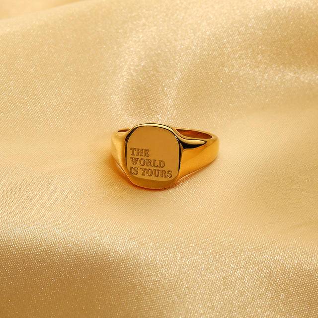 Letters 18K Gold-Plated Signet Ring