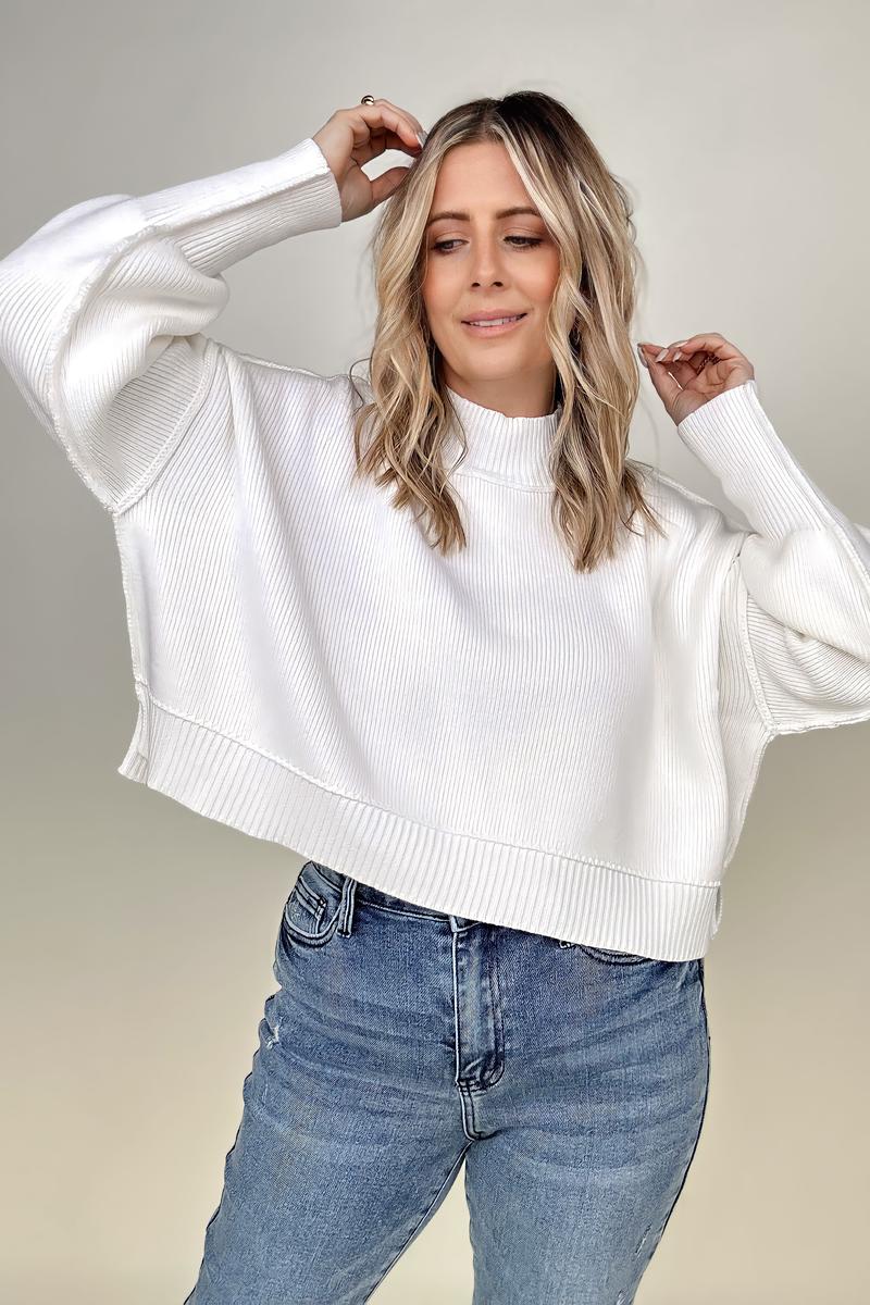 Zenana Oversized Cropped Sweater With Size Slits