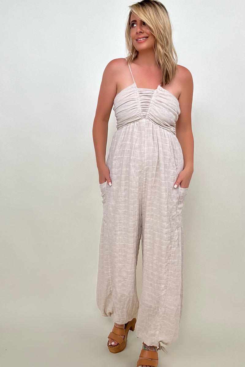 Palm Beach Tie Back Woven Jumpsuit