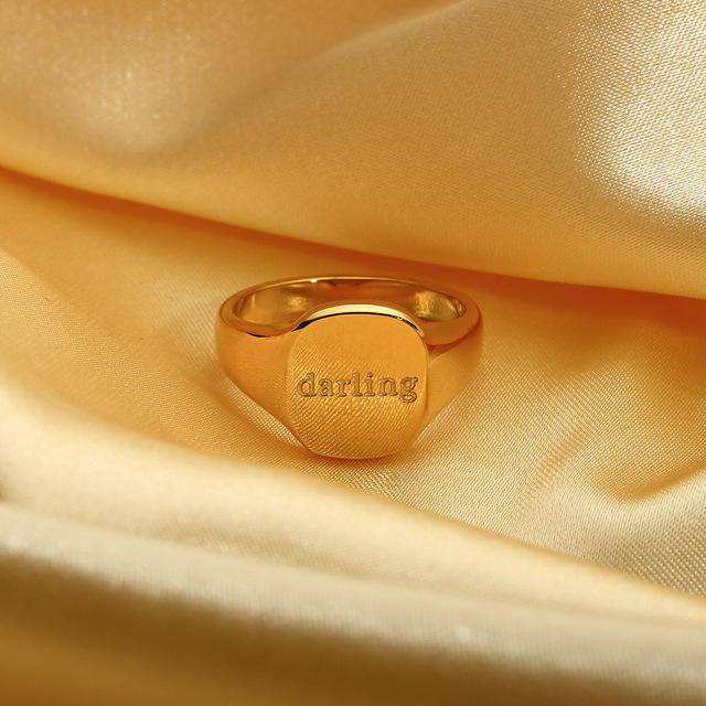 Letters 18K Gold-Plated Signet Ring