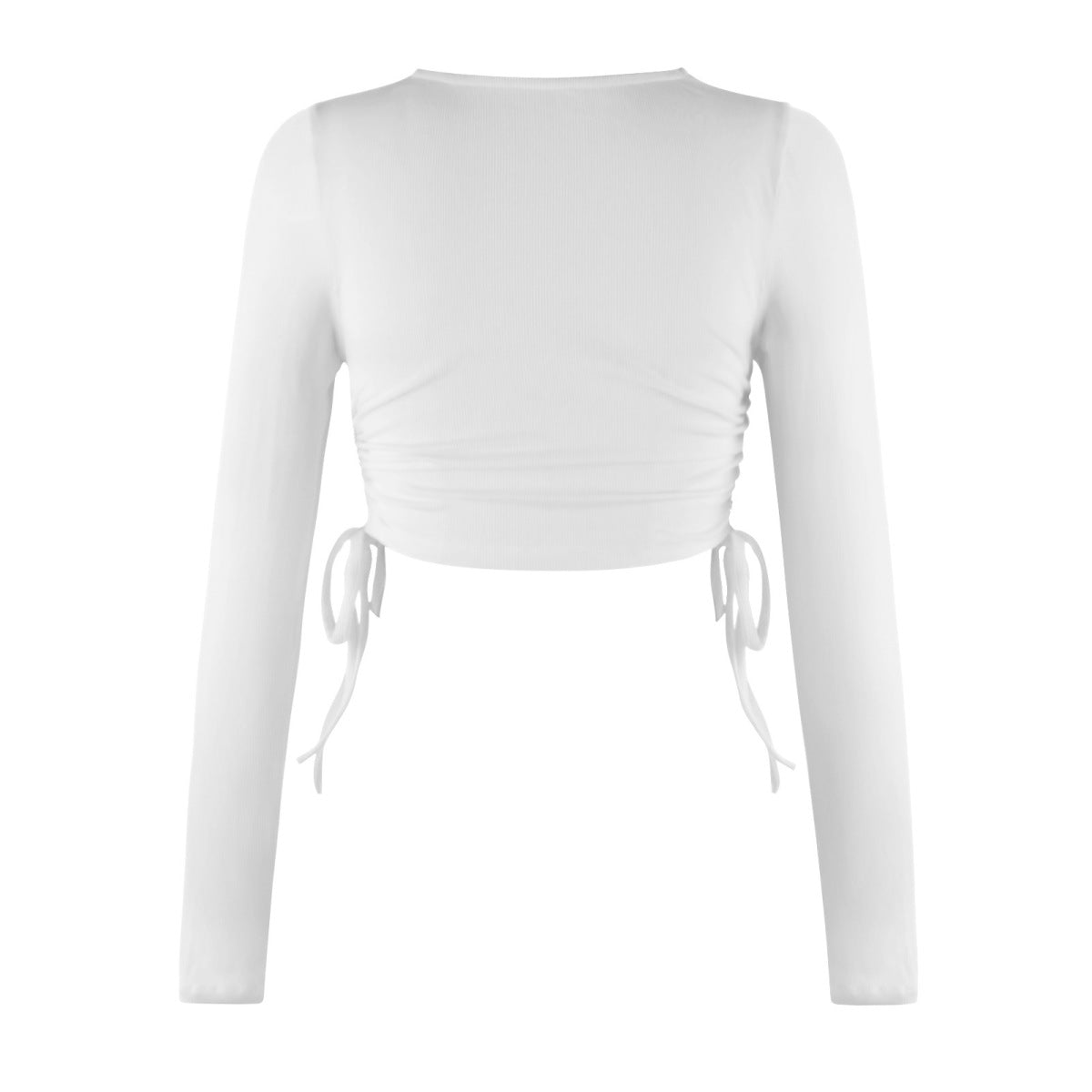 Side Drawstring Round Neck Crop Top