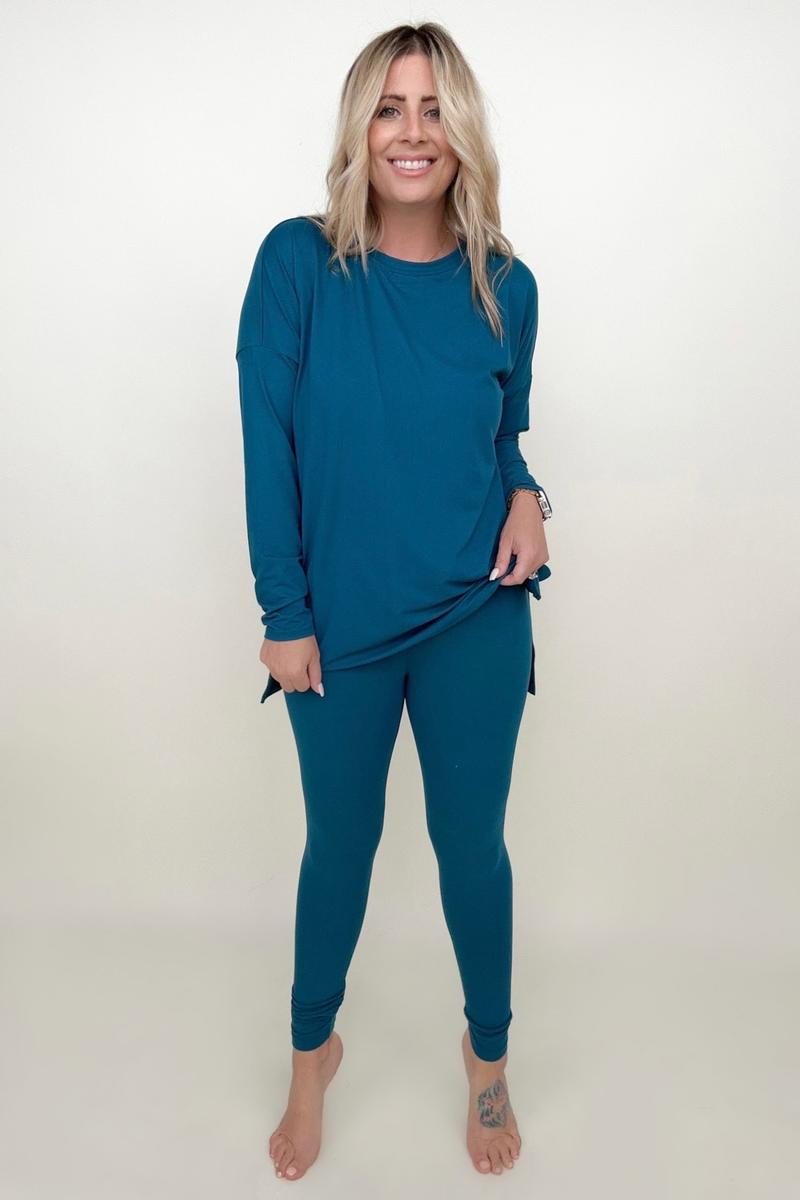 Zenana Brushed Microfiber Long Sleeve Top And Legging Set