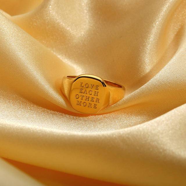 Letters 18K Gold-Plated Signet Ring
