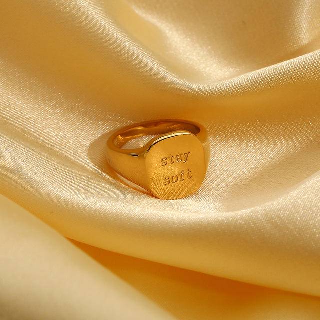 Letters 18K Gold-Plated Signet Ring
