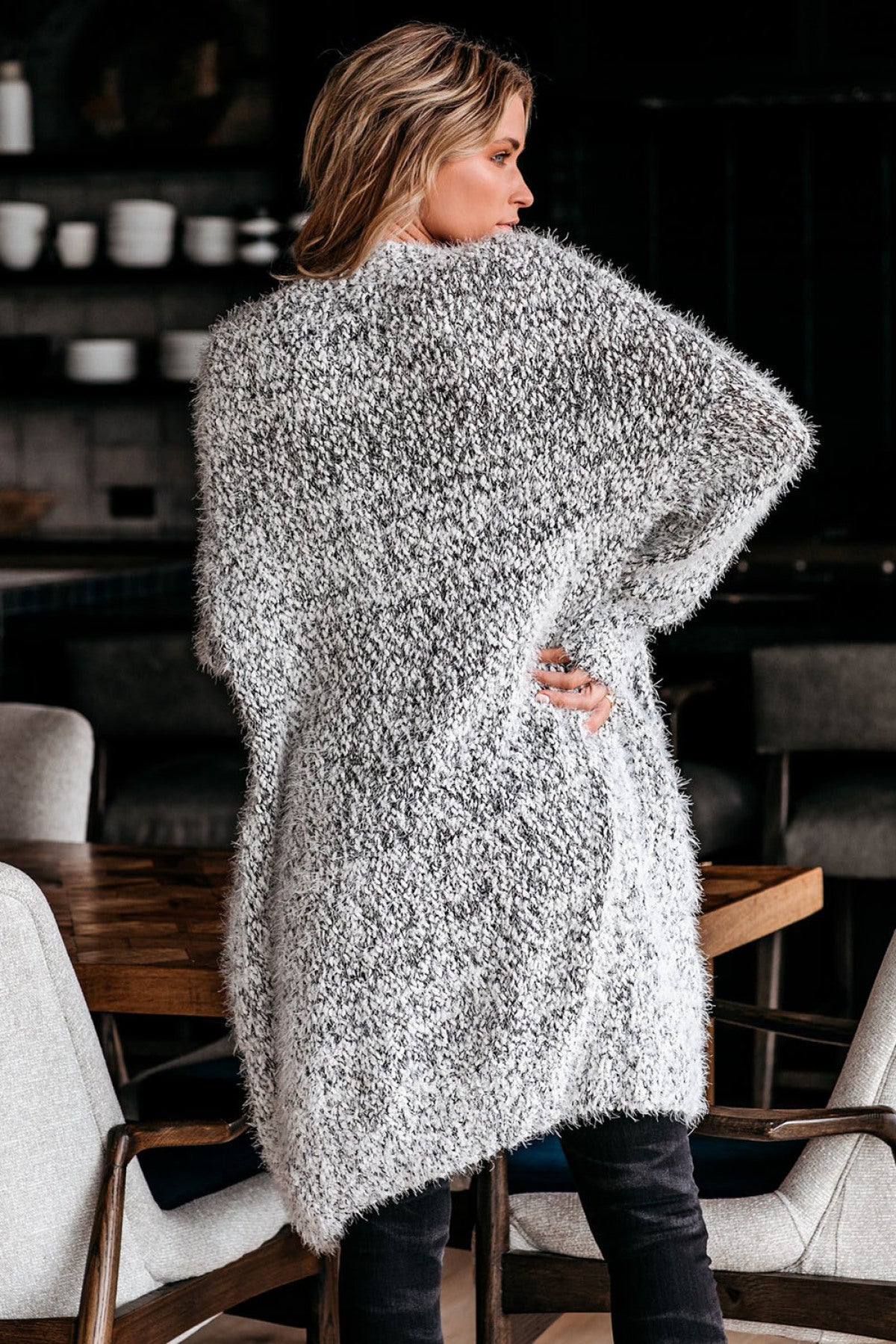 Fuzzy Knit Cardigan With Pockets