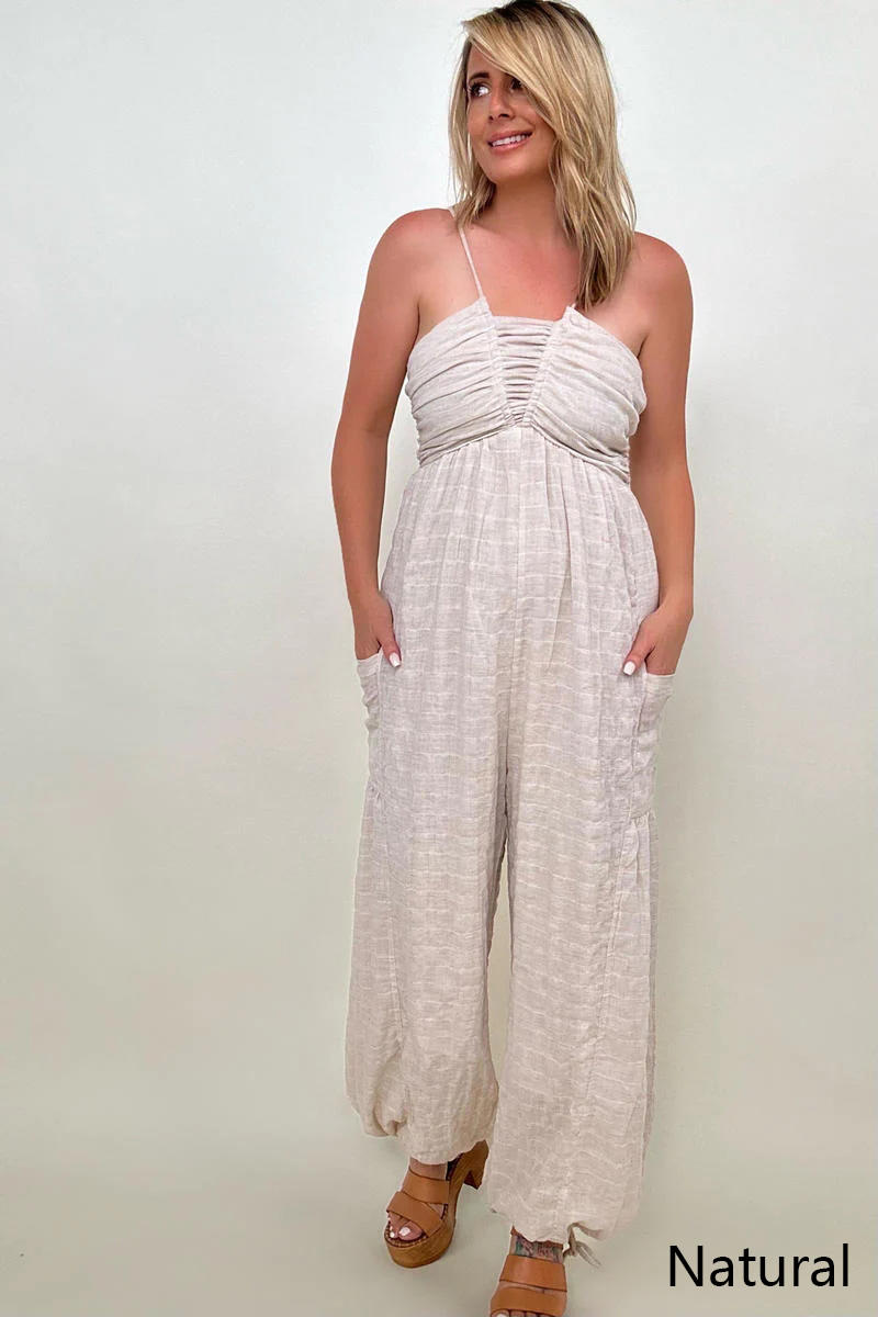 Palm Beach Tie Back Woven Jumpsuit