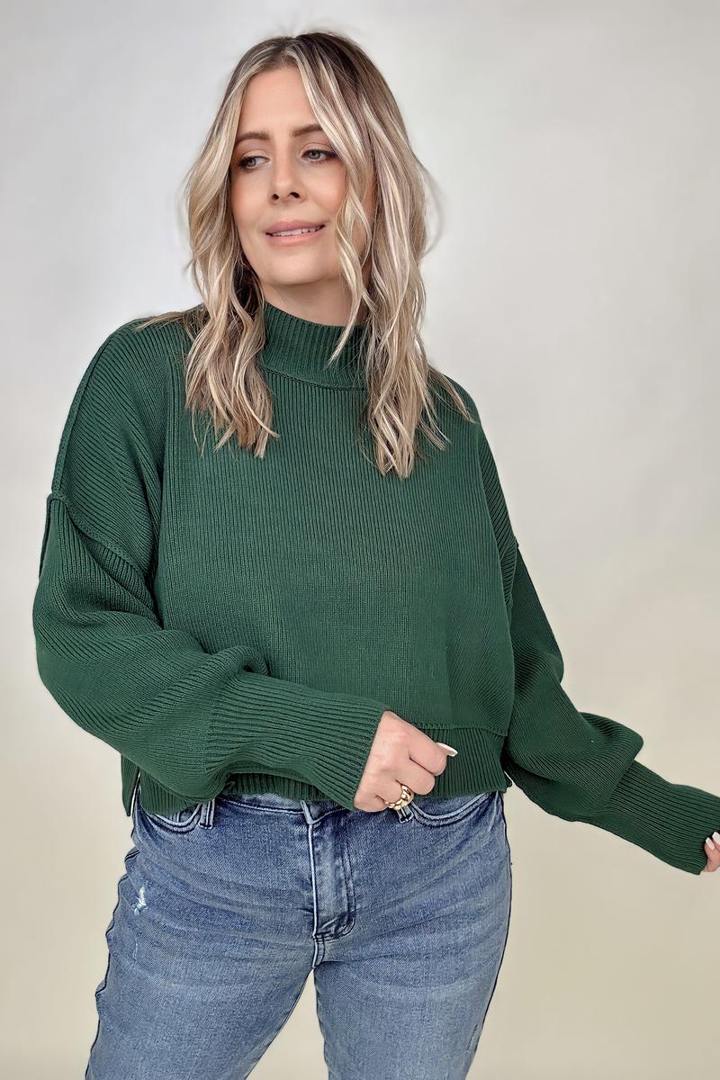 Zenana Oversized Cropped Sweater With Size Slits