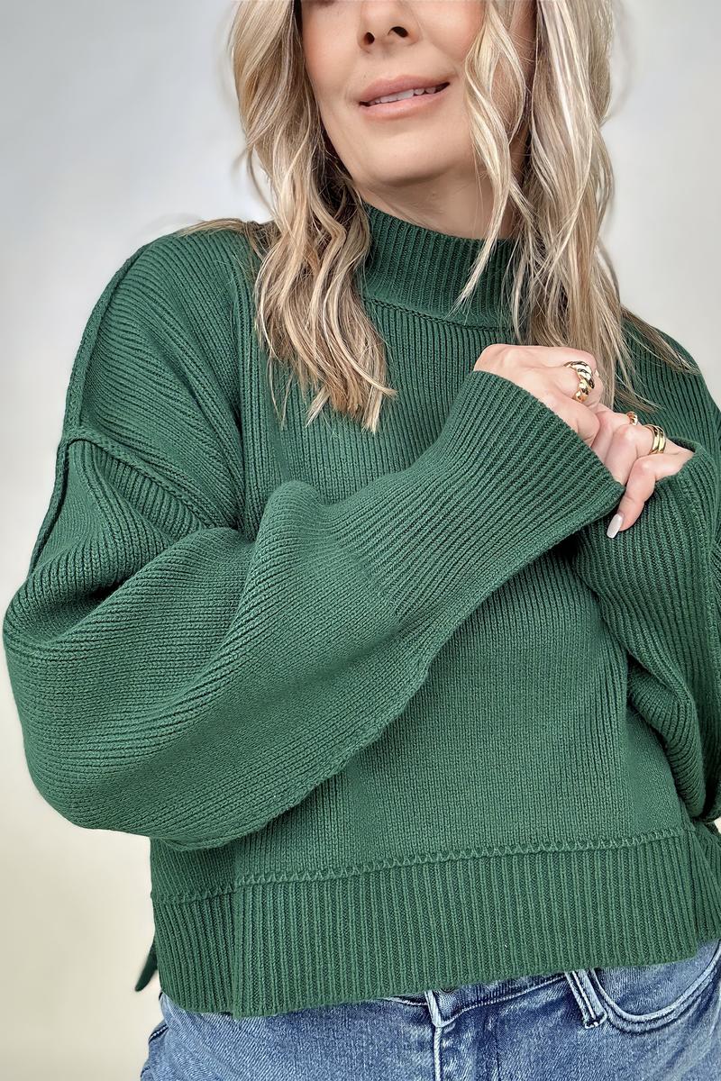 Zenana Oversized Cropped Sweater With Size Slits