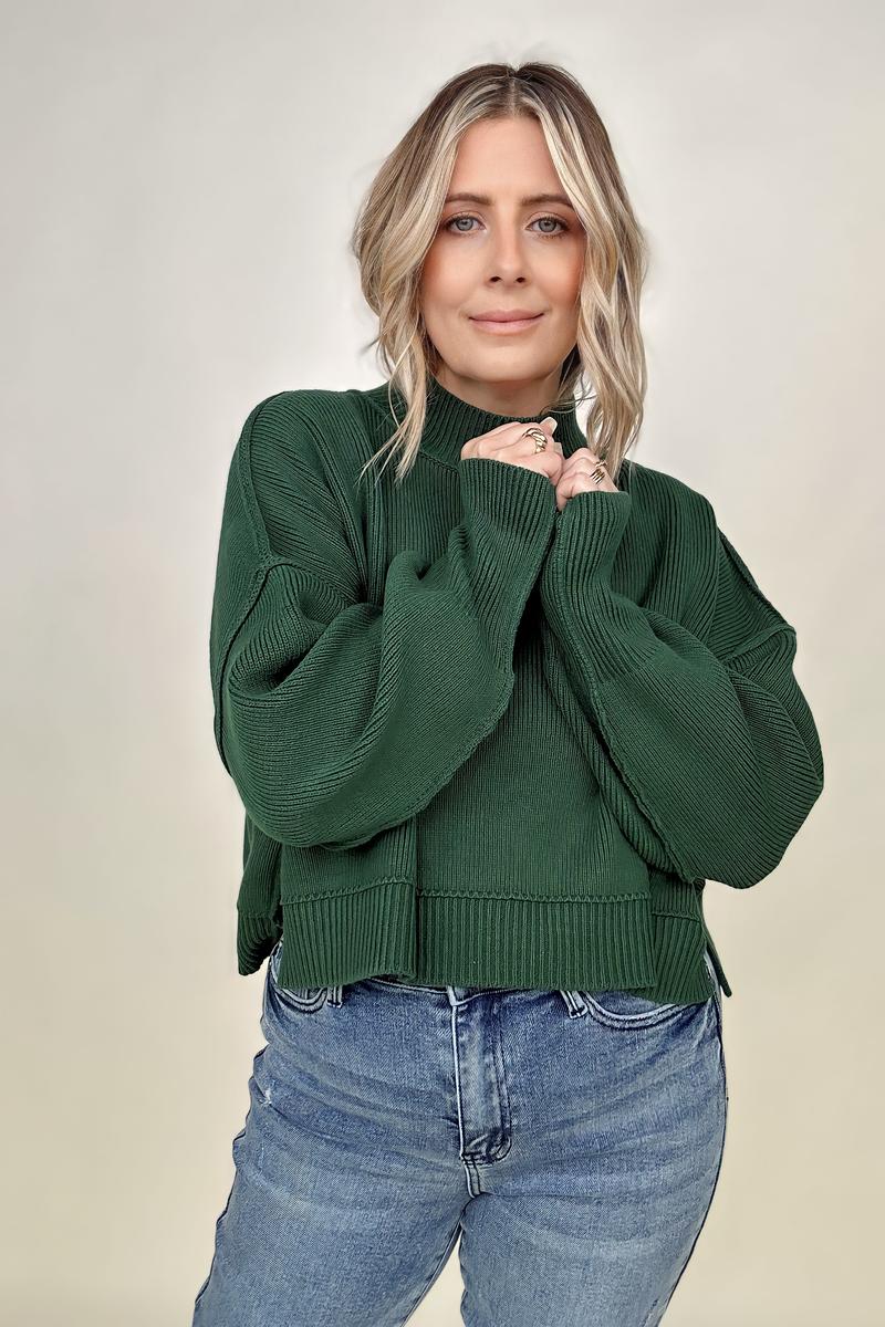 Zenana Oversized Cropped Sweater With Size Slits