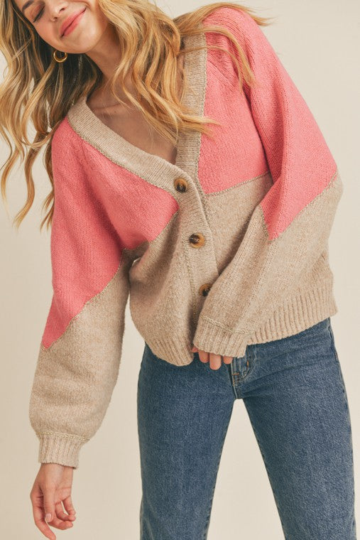 Color block Cardigan Sweater