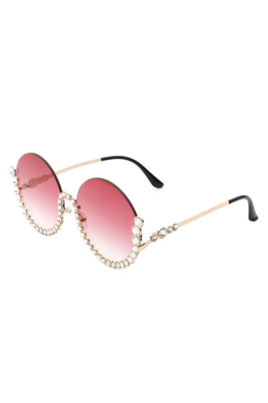 Palm Springs Rhinestone Round Sunglasses