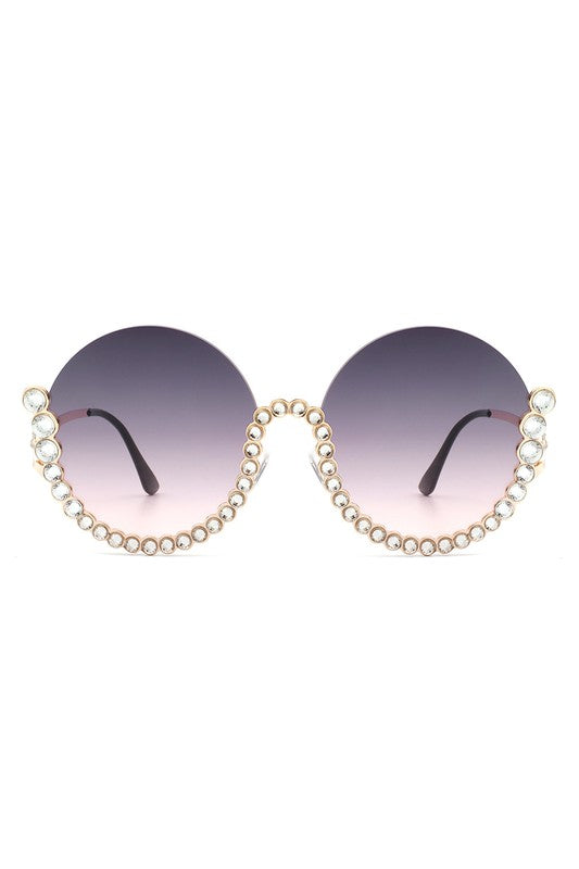 Palm Springs Rhinestone Round Sunglasses