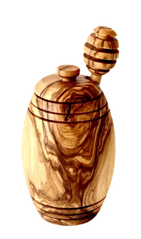 Olive Wood Honey Pot w/Honey Dipper