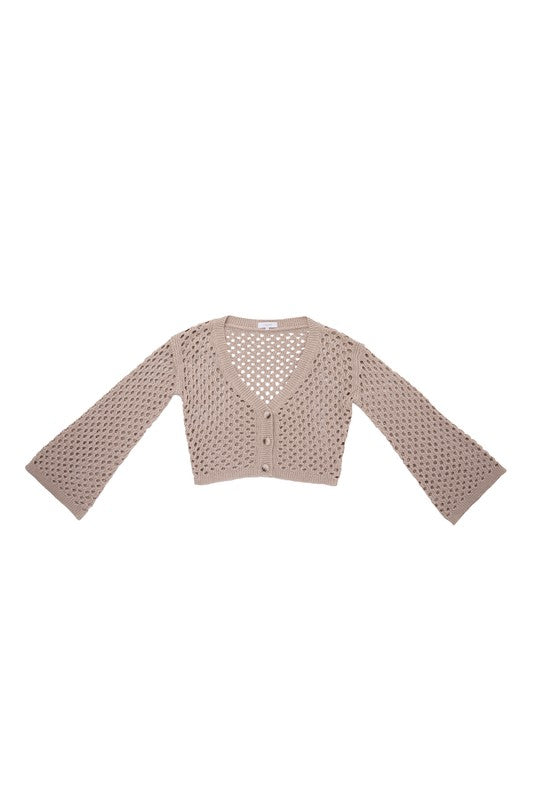 Hole-knit cardigan