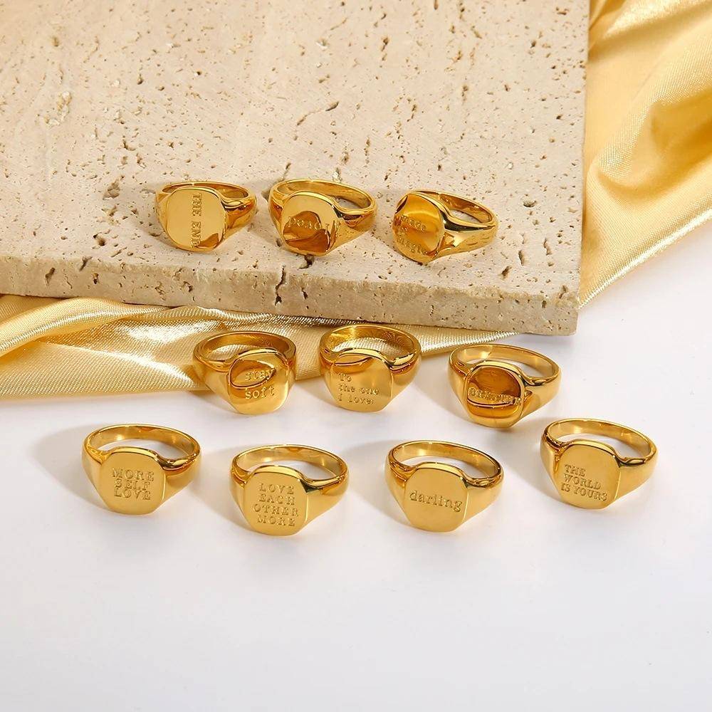Letters 18K Gold-Plated Signet Ring