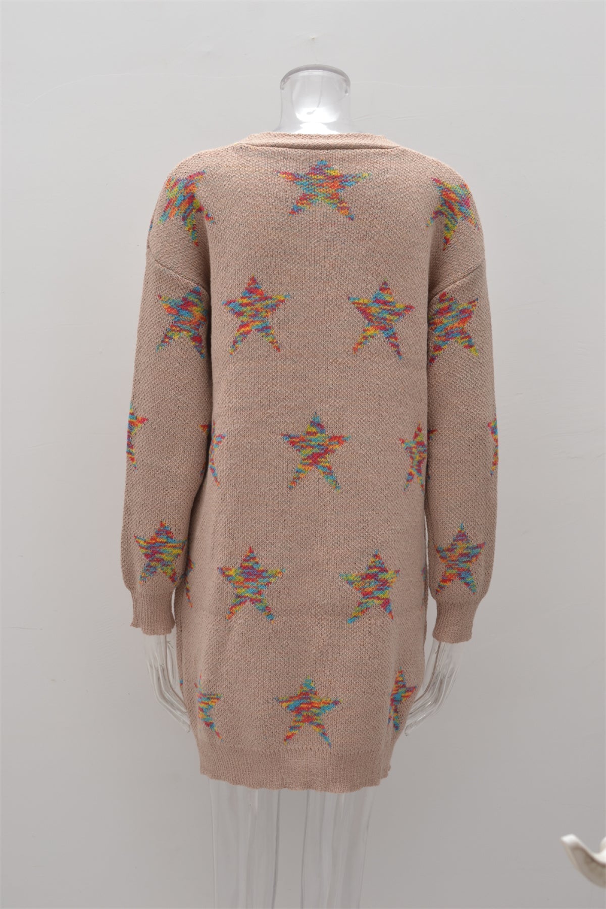 Star Graphics Knit Sweater Cardigan With Pockets