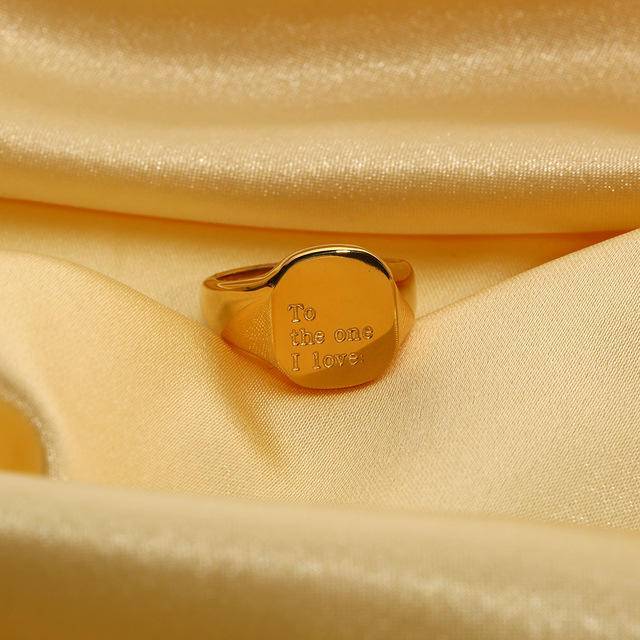 Letters 18K Gold-Plated Signet Ring